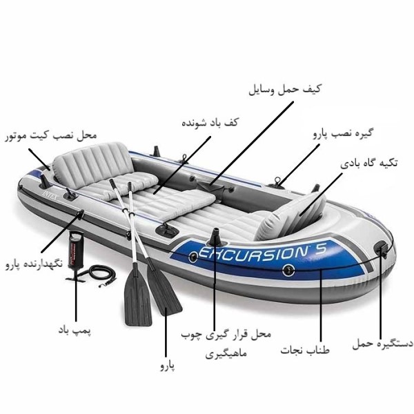 قایق بادی اکسکروشن 5 نفره اینتکس کد 68325