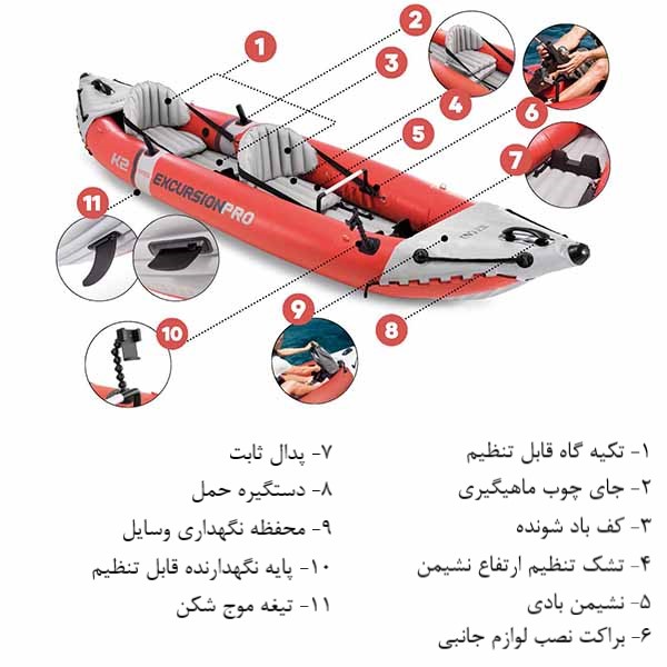 قایق بادی کایاک اکسکروشن پرو اینتکس حرفه ای کد 68309