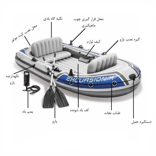 قایق بادی چهار نفره اکسکروشن اینتکس کد 68324