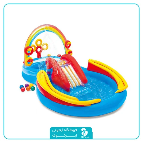 استخر بادی سرسره دار اینتکس طرح رنگین کمان کد 57453
