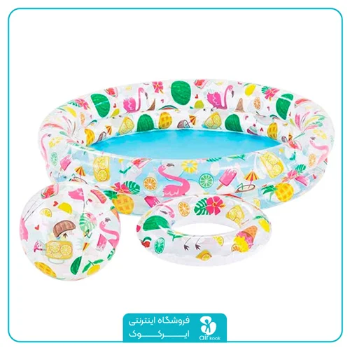 استخر بادی اینتکس همراه توپ و حلقه بادی کد 59460